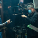 A camera operator films Benedict Cumberbatch as Doctor Strange.
